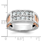 14k White and Rose Gold Men's Polished and Cut-Out 2-Row Ring Mounting, Mounting Only - Sophia Jewelers