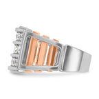 14k White and Rose Gold Men's Polished and Cut-Out 3-Row Ring Mounting, Mounting Only - Sophia Jewelers