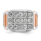 14k White and Rose Gold Men's Polished and Cut-Out 3-Row Ring Mounting, Mounting Only - Sophia Jewelers