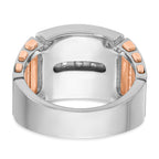14k White and Rose Gold Men's Polished and Cut-Out 3-Row Ring Mounting, Mounting Only - Sophia Jewelers