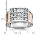 14k White and Rose Gold Mens Polished and Cut-Out 3-Row 1.5 Carat AA Quality Diamond Ring - Sophia Jewelers
