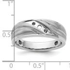 14k White Gold Polished and Grooved Men's Ring Mounting, Mounting Only - Sophia Jewelers