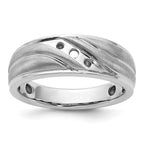 14k White Gold Polished and Grooved Men's Ring Mounting, Mounting Only - Sophia Jewelers