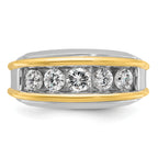 14k Two-tone Mens Polished 5-Stone Channel Ring Mounting, Mounting Only - Sophia Jewelers