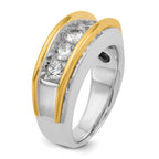 14k Two-tone Mens Polished 5-Stone Channel Ring Mounting, Mounting Only - Sophia Jewelers