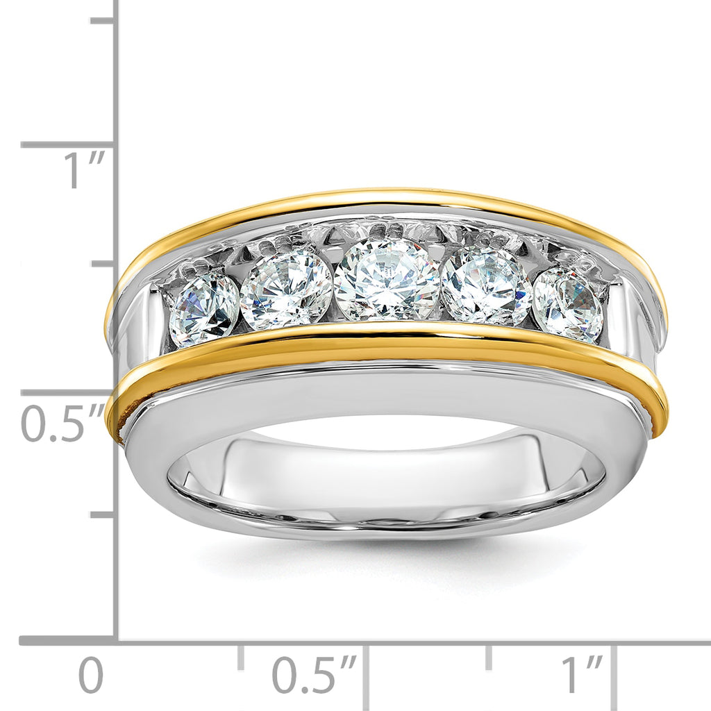 14k Two-tone Mens Polished Channel-set 5-Stone 1.5 Carat AA Diamond Ring - Sophia Jewelers