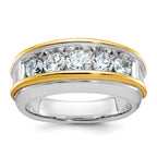 14k Two-tone Mens Polished Channel-set 5-Stone 1.5 Carat AA Diamond Ring - Sophia Jewelers