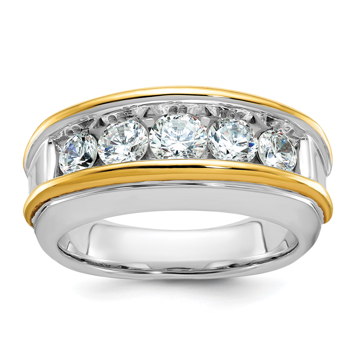 14k Two-tone Men's Lab Grown VS/SI FGH Dia Complete Ring - Sophia Jewelers