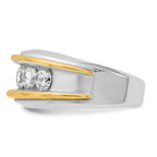 14k Two-tone Mens Polished 5-Stone Channel Ring Mounting, Mounting Only - Sophia Jewelers