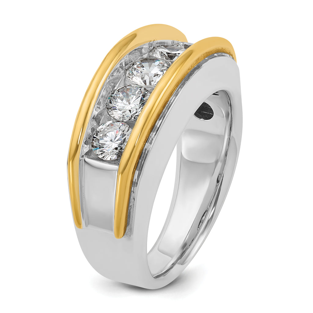 14k Two-tone Men's Polished 5-Stone 2 Carat AA Quality Diamond Ring - Sophia Jewelers