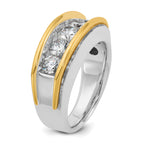14k Two-tone Men's Polished 5-Stone 2 Carat AA Quality Diamond Ring - Sophia Jewelers
