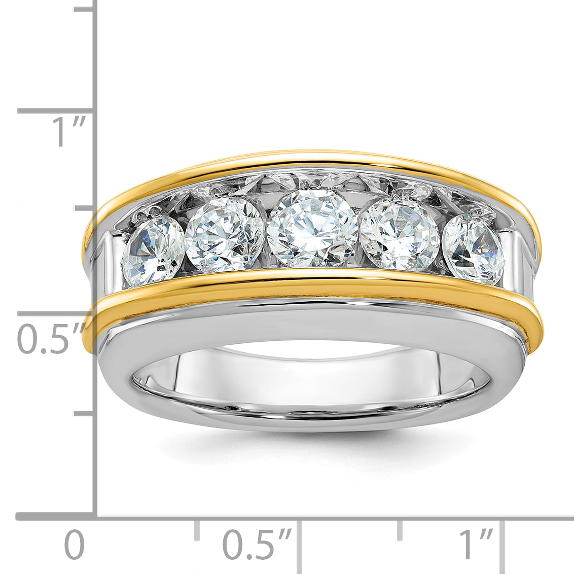 14k Two-tone Men's Polished 5-Stone 2 Carat AA Quality Diamond Ring Secondary image