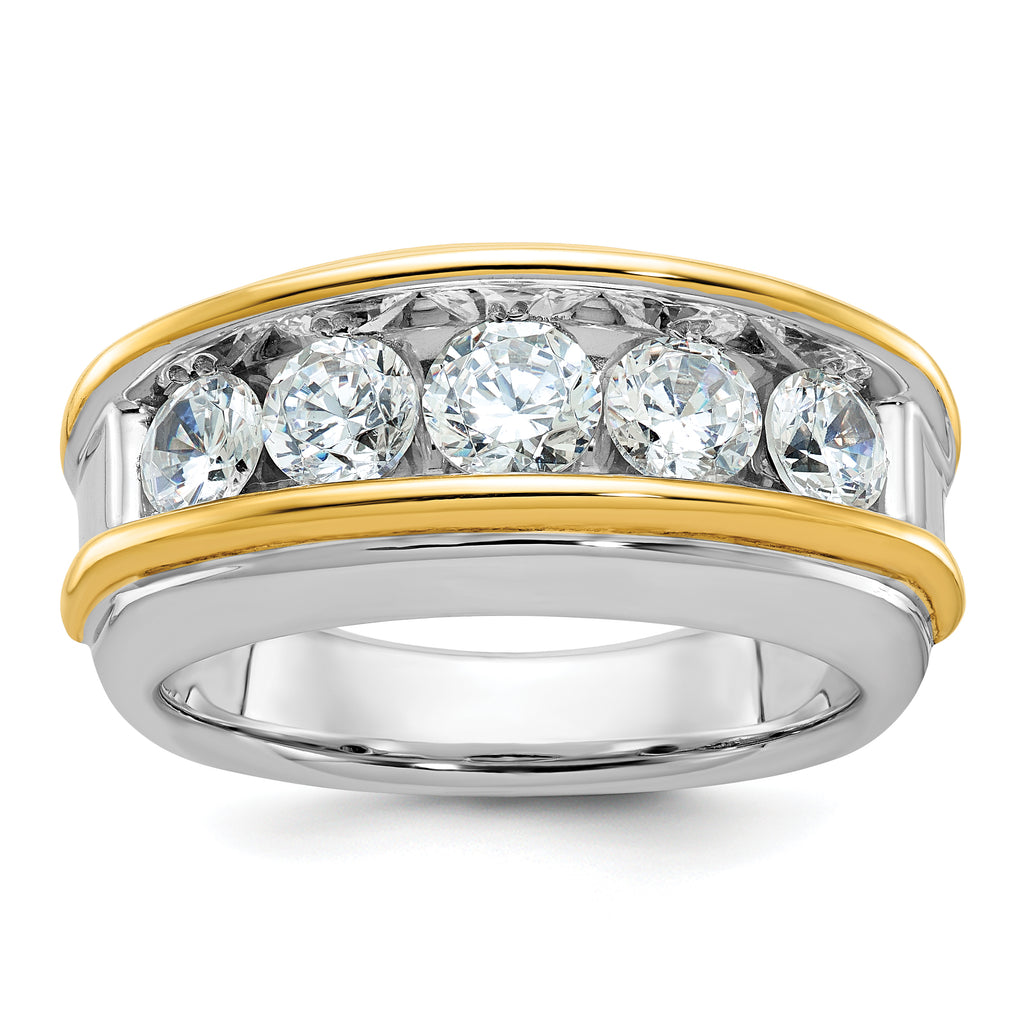 14k Two-tone Men's Polished 5-Stone 2 Carat AA Quality Diamond Ring - Sophia Jewelers