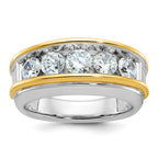 14k Two-tone Men's Polished 5-Stone 2 Carat AA Quality Diamond Ring - Sophia Jewelers