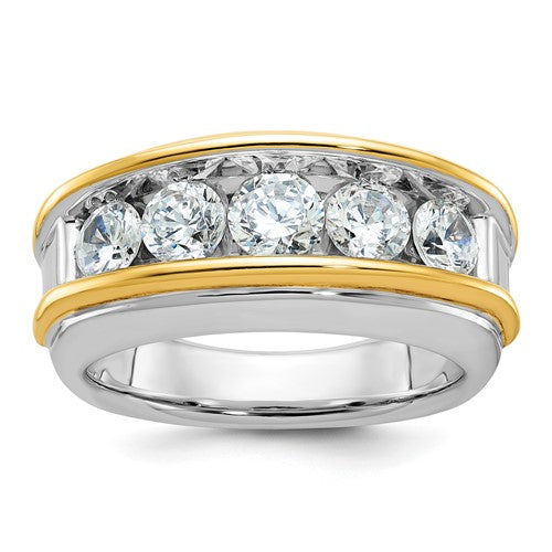 Men's Lab-Grown Diamond Ring in 14K Two-Tone Gold, 4.5mm (2 ct. tw.), Size 10 - Sophia Jewelers