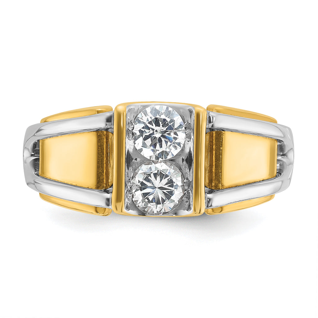 14k Two-tone Mens 3/4 carat Diamond Complete Ring - Sophia Jewelers