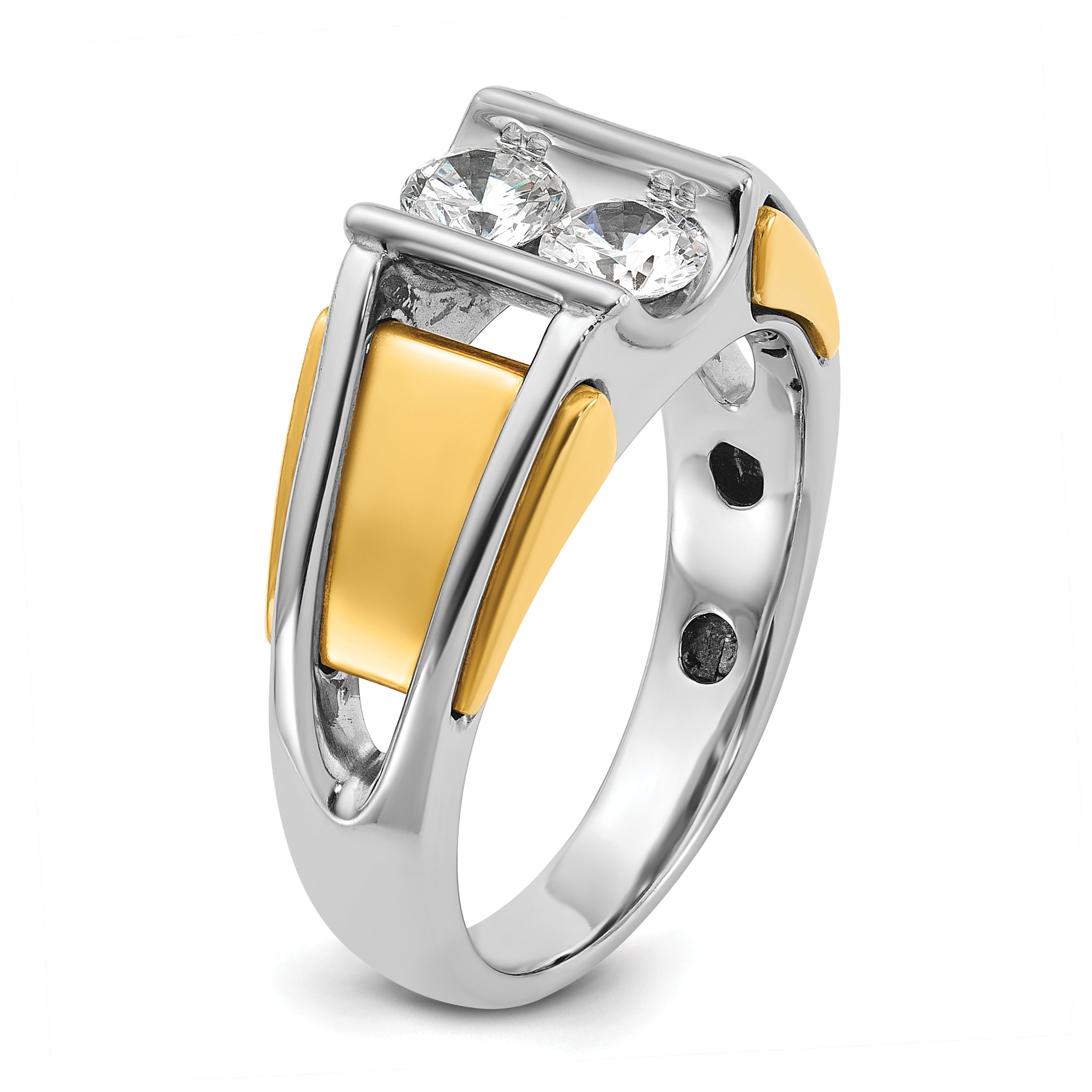 14k Two-tone Mens Diamond Ring Mounting, Mounting Only - Sophia Jewelers