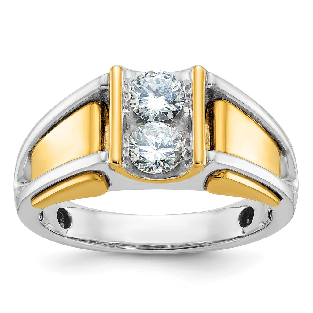 14k Two-tone Mens Diamond Ring Mounting, Mounting Only - Sophia Jewelers