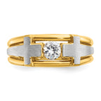 14k Two-tone Men's Polished Satin and Cut-Out 1/2 Carat AA Quality Diamond Cross Ring - Sophia Jewelers
