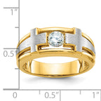14k Two-tone Men's Polished Satin and Cut-Out Cross Ring Mounting, Mounting Only - Sophia Jewelers