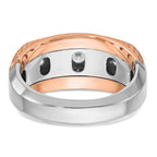 14k White and Rose Gold Men's Polished and Textured 5-Stone 1 Carat AA Quality Diamond Ring - Sophia Jewelers