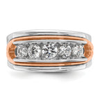 14k Rose and White Gold Mens Polished Channel-set 5-Stone Ring Mounting, Mounting Only - Sophia Jewelers