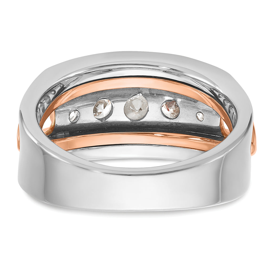 14k Rose and White Gold Mens Polished Channel-set 5-Stone Ring Mounting, Mounting Only - Sophia Jewelers