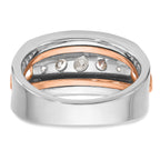 14k Rose and White Gold Mens Polished Channel-set 5-Stone Ring Mounting, Mounting Only - Sophia Jewelers