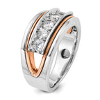 14k Rose and White Gold Mens Polished Channel-set 5-Stone Ring Mounting, Mounting Only - Sophia Jewelers