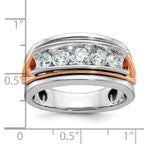 14k Rose and White Gold Mens Polished Channel-set 5-Stone Ring Mounting, Mounting Only - Sophia Jewelers