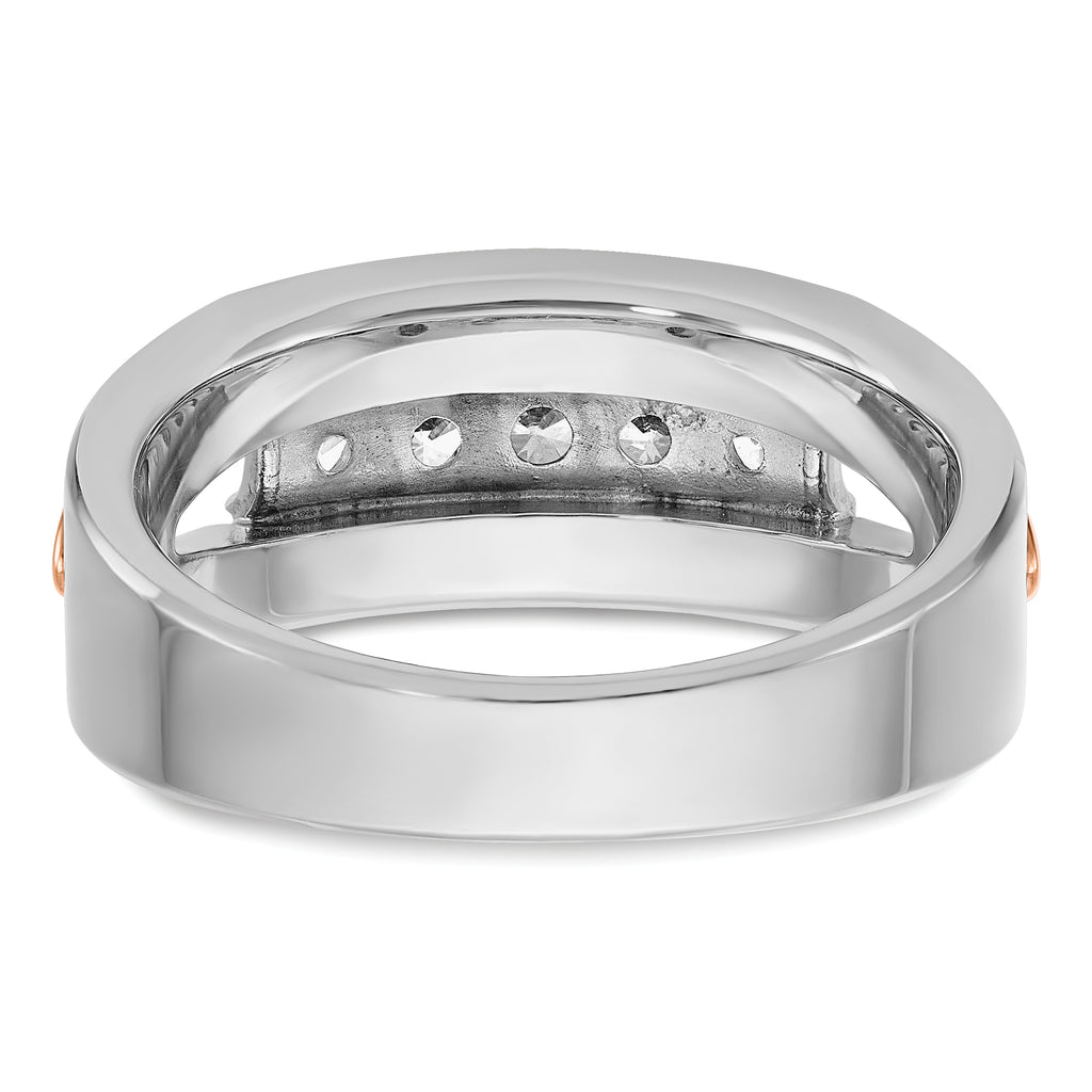 14k Rose and White Gold Mens Polished Channel-set 5-Stone Ring Mounting, Mounting Only - Sophia Jewelers