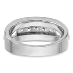 14k Rose and White Gold Mens Polished Channel-set 5-Stone Ring Mounting, Mounting Only - Sophia Jewelers