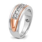 14k Rose and White Gold Mens Polished Channel-set 5-Stone 1/2 Carat AA Diamond Ring - Sophia Jewelers