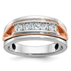 14k Rose and White Gold Mens Polished Channel-set 5-Stone 1/2 Carat AA Diamond Ring - Sophia Jewelers