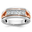 14k Rose and White Gold Mens Polished Channel-set 5-Stone Ring Mounting, Mounting Only - Sophia Jewelers