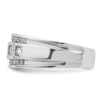 14k White Gold Men's Polished and Grooved Square 5-Stone Ring Mounting, Mounting Only - Sophia Jewelers
