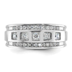 14k White Gold Men's Polished and Grooved Square 1 1/4 Carat AA Quality Diamond 5-Stone Ring - Sophia Jewelers