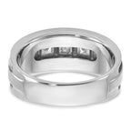 14k White Gold Men's Polished and Grooved Square 5-Stone Ring Mounting, Mounting Only - Sophia Jewelers