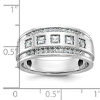 14k White Gold Men's Polished and Grooved Square 1 1/4 Carat AA Quality Diamond 5-Stone Ring - Sophia Jewelers