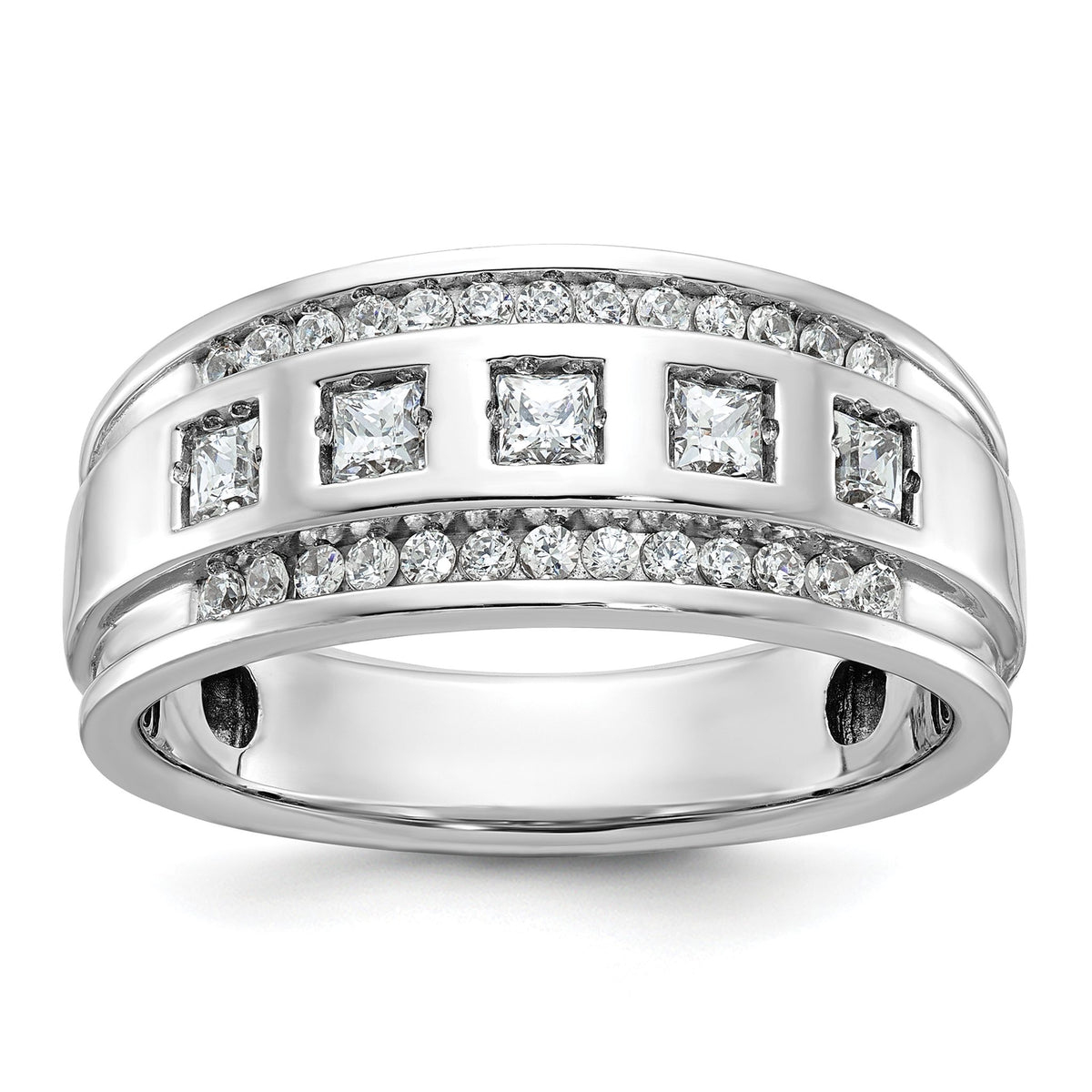 Men's Square Diamond Five-Stone Ring in 14K White Gold (1 1/4 ct. tw.), Size 10 - Sophia Jewelers Main image