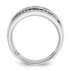 14k White Gold Men's Polished and Grooved Square Black and White 1 1/5 Carat AA Quality Diamond 5-Stone Ring