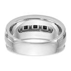 14k White Gold Men's Polished and Grooved Square Black and White 1 1/5 Carat AA Quality Diamond 5-Stone Ring