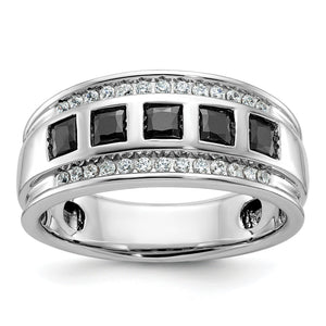 Men's Square White Diamond Five-Stone Ring in 14K White Gold (1 1/5 ct. tw.), Size 10 - Sophia Jewelers