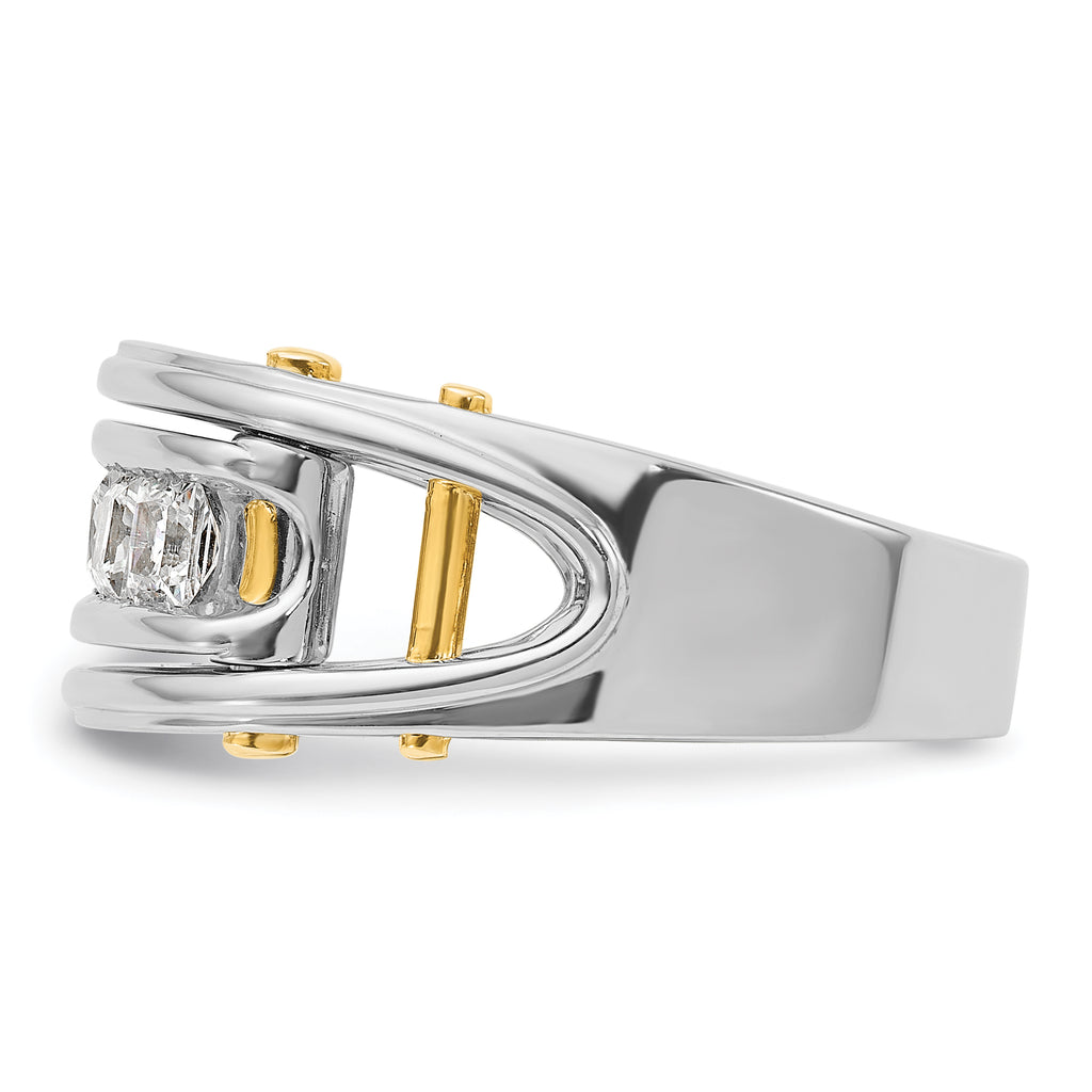 14k Two-tone Mens Polished Channel-set Square 5-Stone Ring Mounting, Mounting Only - Sophia Jewelers