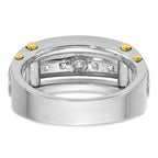 14k Two-tone Mens Polished Channel-set Square 5-Stone Ring Mounting, Mounting Only - Sophia Jewelers