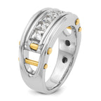 14k Two-tone Mens Polished Channel-set 5-Stone 1 Carat AA Square Diamond Ring - Sophia Jewelers
