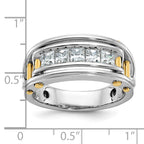 14k Two-tone Mens Polished Channel-set 5-Stone 1 Carat AA Square Diamond Ring - Sophia Jewelers