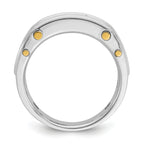 14k Two-tone Mens Polished Grooved Channel-set 5-Stone Ring Mounting, Mounting Only - Sophia Jewelers