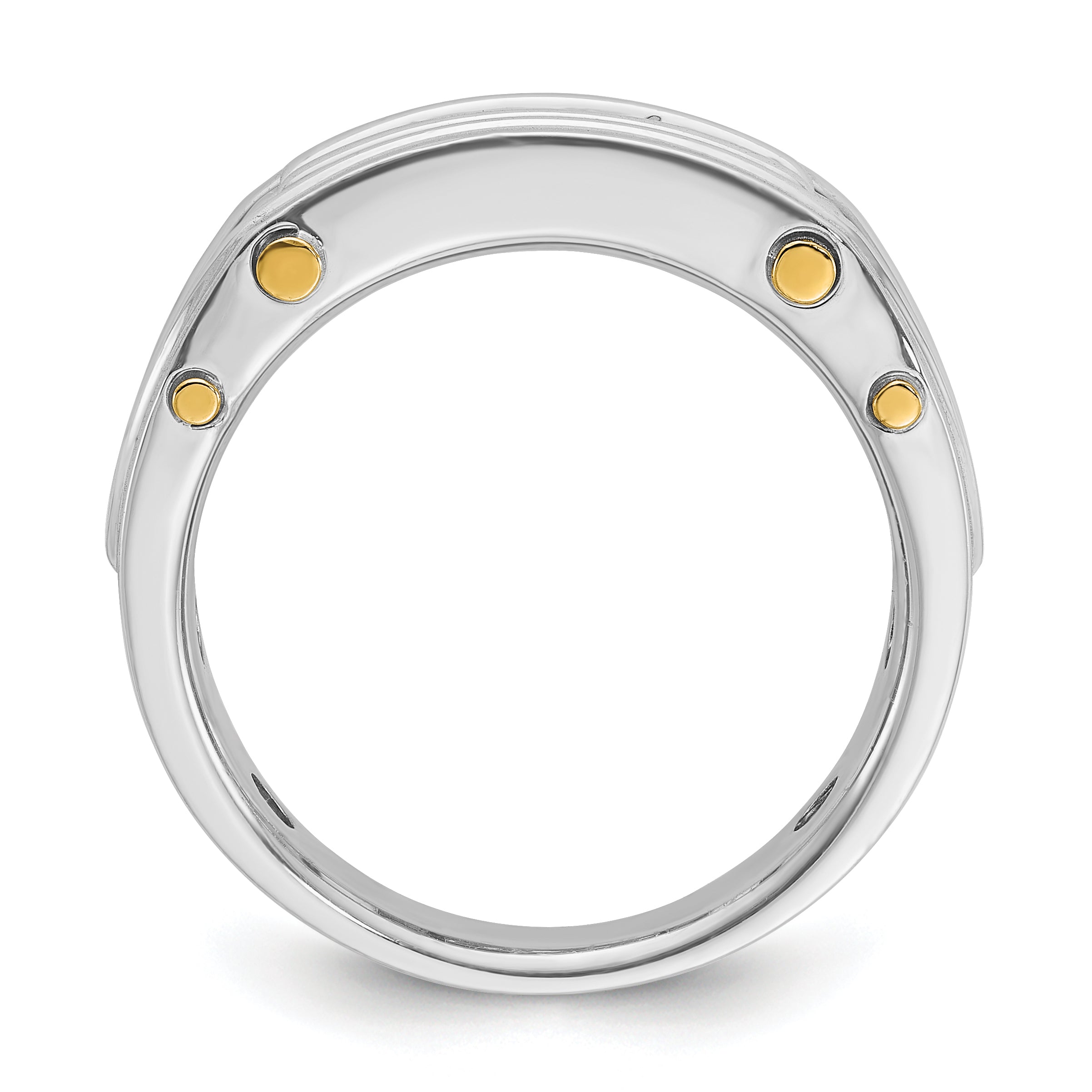 14k Two-tone Mens Polished Grooved Channel-set 5-Stone 1/2 Carat AA Diamond Ring Secondary image