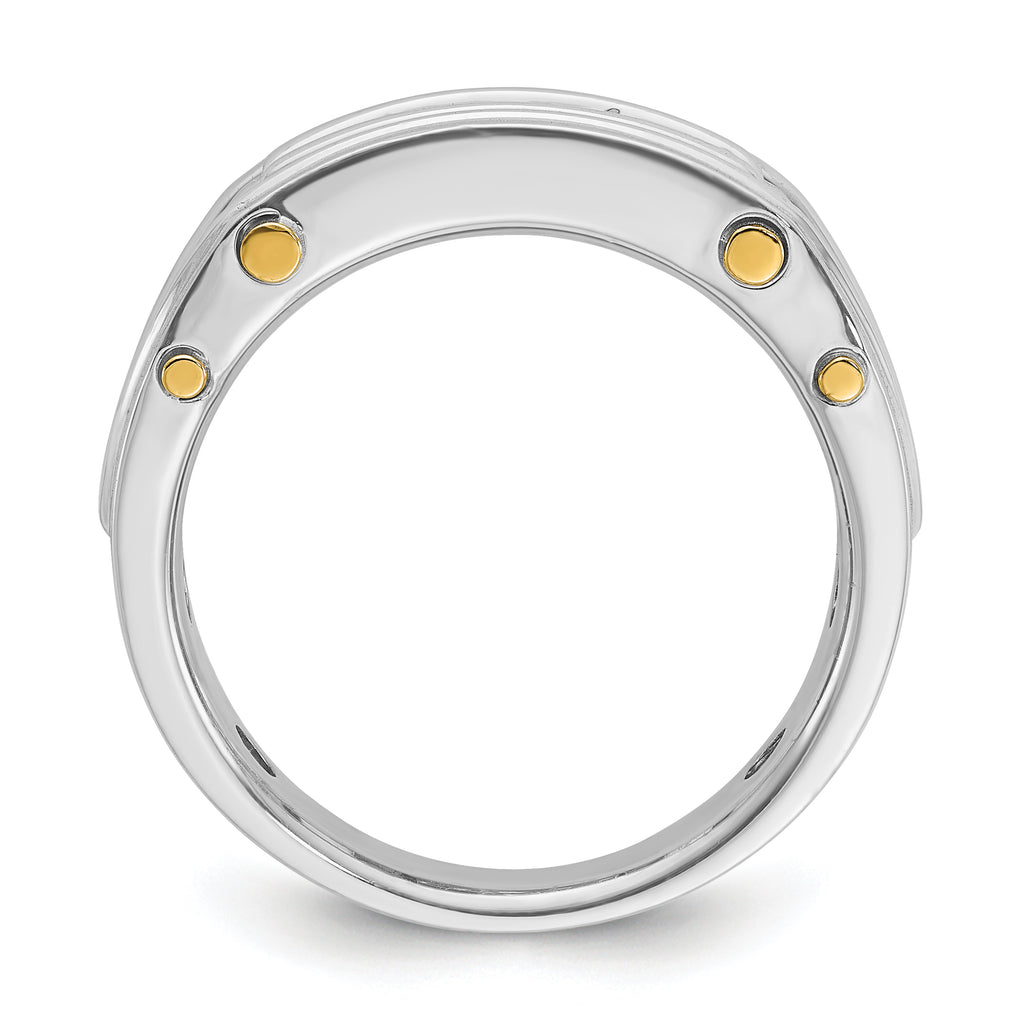 14k Two-tone Mens Polished Grooved Channel-set 5-Stone 1/2 Carat AA Diamond Ring - Sophia Jewelers